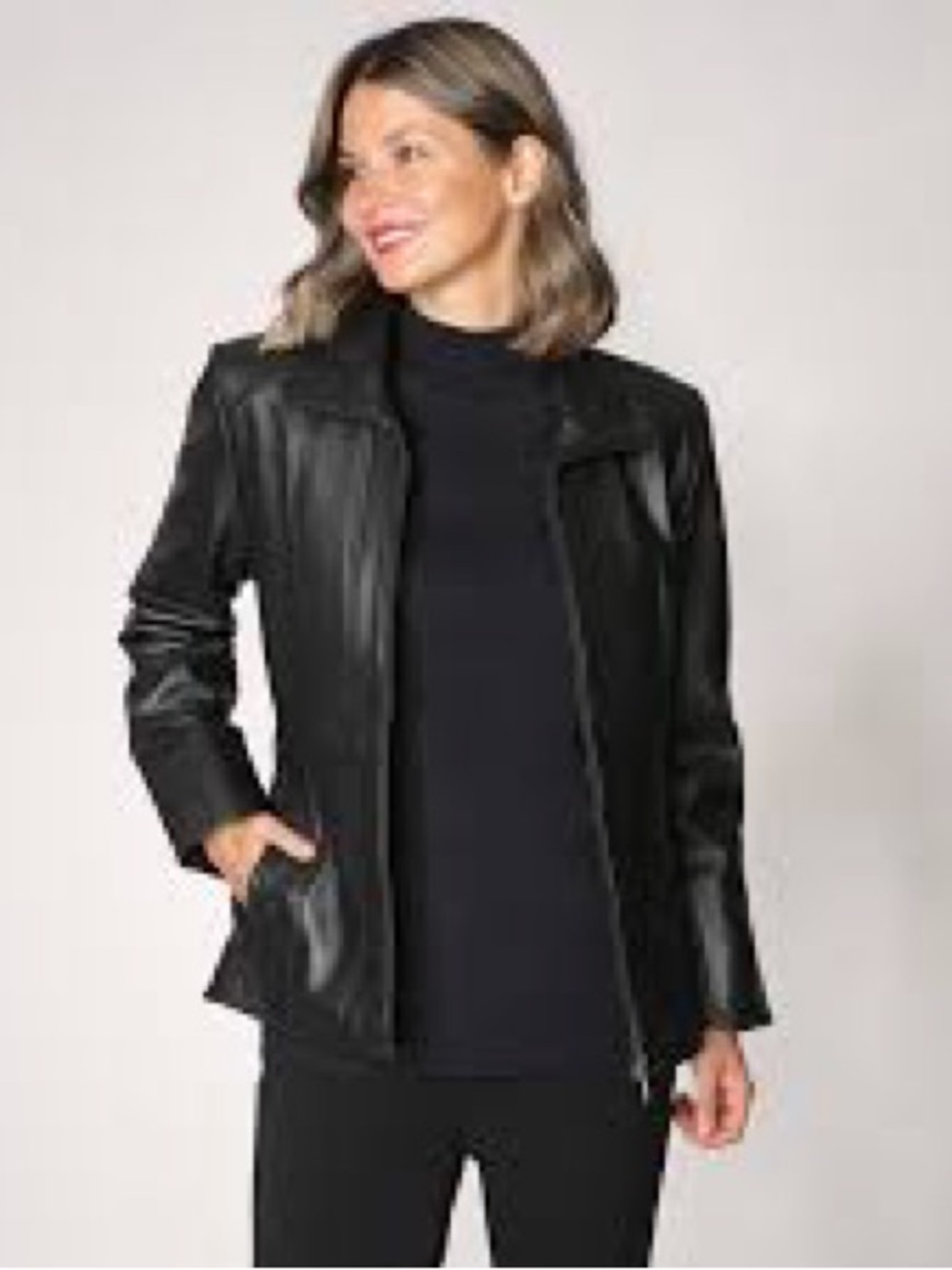 Danier Black Leather Zip-Front Jacket